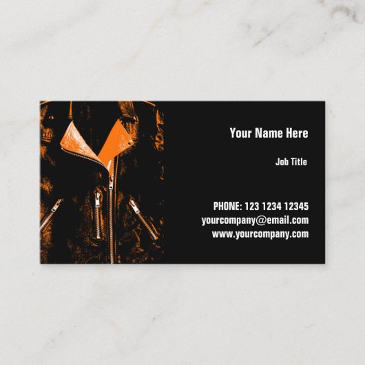 Oranje visitekaartje van leder horizontaal (Voorkant)