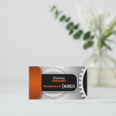 Oranje Visitekaartjes voor mechanische werktuigmac (Staand voorkant)