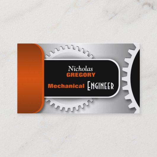 Oranje Visitekaartjes voor mechanische werktuigmac (Voorkant)