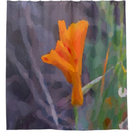 Oranje vlakke Paarse achtergrond Douchegordijn (Voorkant)