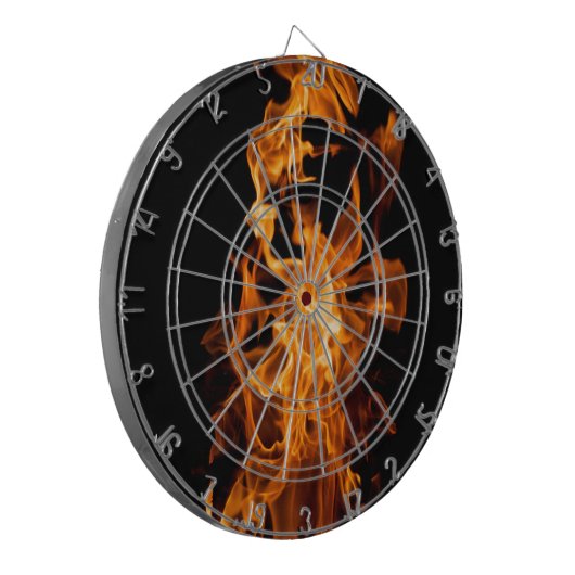 Oranje vlam dartbord (Voorkant Links)