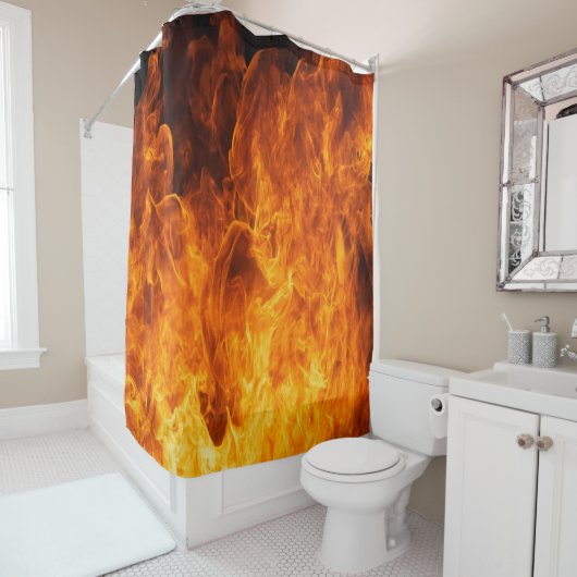 Oranje vlam douchegordijn (In situ)
