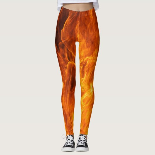 Oranje vlam leggings (Voorkant)
