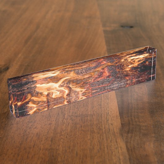 Oranje vlam naambordje (Zijkant)