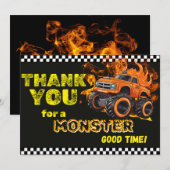 Oranje Vlammen Monster Truck Bedankt Opmerking (Voorkant / Achterkant)