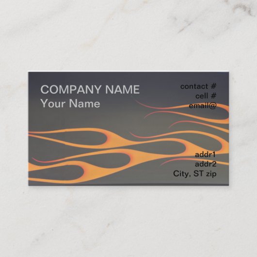 oranje vlammen op zwart visitekaartje (Voorkant)
