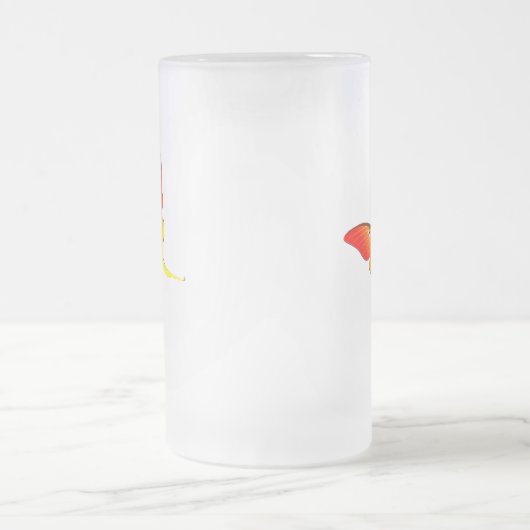 Oranje Vlamvlinder Grote gevriesdroogde Mok van gl (Center)