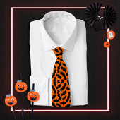 Oranje vleermuizen halloween spooky vampier patroo stropdas