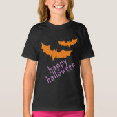 Oranje vleermuizen, Paarse Happy Halloween geperso T-shirt (Voorkant)