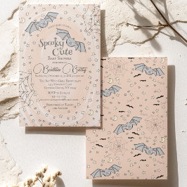 Oranje vleermuizen Spooky Schattige Baby shower Kaart