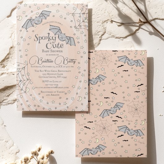 Oranje vleermuizen Spooky Schattige Baby shower Kaart