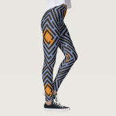 Oranje Vlek Zwart Labyrint Patroon Aangepaste Kleu Leggings (Rechts)