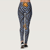 Oranje Vlek Zwart Labyrint Patroon Aangepaste Kleu Leggings (Achterkant)