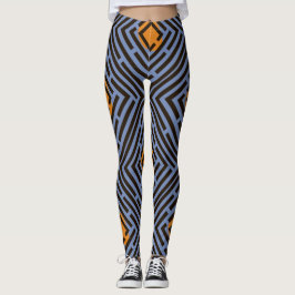 Oranje Vlek Zwart Labyrint Patroon Aangepaste Kleu Leggings
