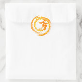 Oranje vliegende hektovertekst ronde sticker (Tas)