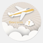 Oranje Vliegtuig Verjaardagsfeestje Sticker (Voorkant)