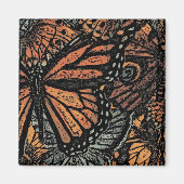 Oranje vlinder abstracte fantasiekunst magneet (Voorkant)