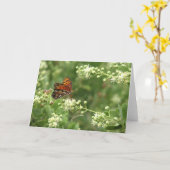 Oranje vlinder - alle keren onbeschreven groet kaart (Gele Bloem)