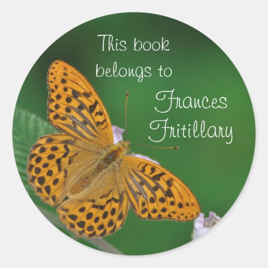 Oranje vlinder bookplate sticker (Voorkant)