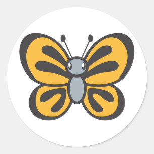 Oranje vlinder Cartoon Ronde Sticker