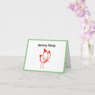 Oranje vlinder Cartoon, Schattigee tuin Natuur kun Kaart