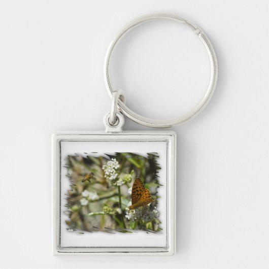 Oranje vlinder en bijen sleutelhanger (Voorkant)