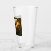 Oranje vlinder en bloemen glas (Links)