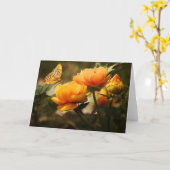 Oranje vlinder en bloemen kaart (Gele Bloem)