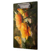 Oranje vlinder en bloemen klembord (Links)