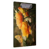 Oranje vlinder en bloemen klembord (Rechts)