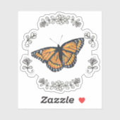  Oranje Vlinder en Flower Wreath Sticker (Vel)