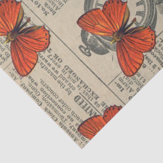  Oranje vlinder en krantenontbinding Tissuepapier (Detail)
