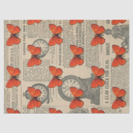  Oranje vlinder en krantenontbinding Tissuepapier