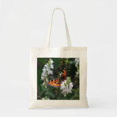 Oranje vlinder en witte bloesems tote bag (Voorkant)