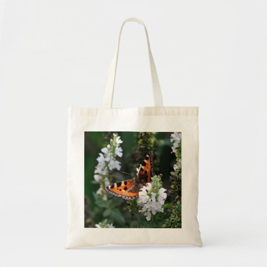 Oranje vlinder en witte bloesems tote bag (Voorkant)
