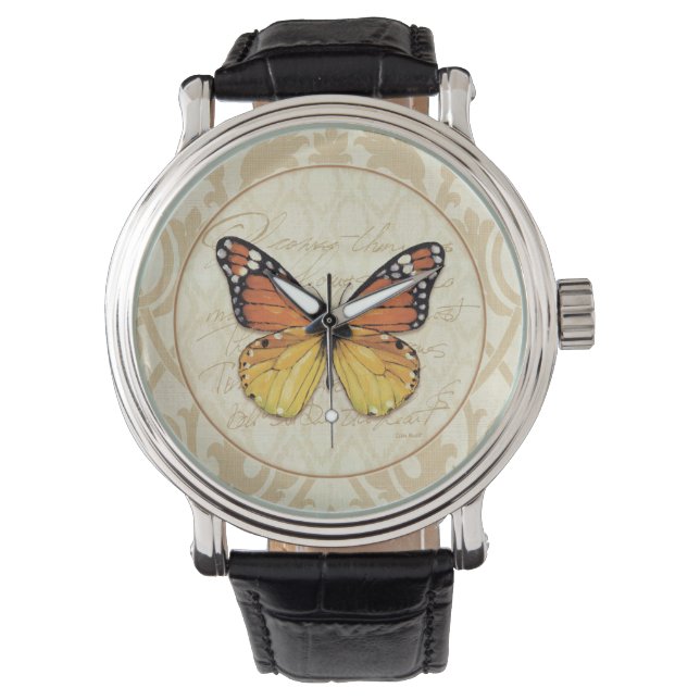  Oranje vlinder Horloge (Voorkant)
