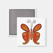 Oranje vlinder illustratie magneet (Voorkant / Achterkant)