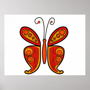 Oranje vlinder illustratie poster