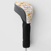 oranje vlinder met aangepaste naam dames golfheadcover (Schuin)