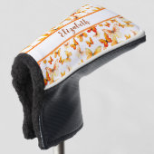 oranje vlinder met aangepaste naam dames golfheadcover (3/4 voorkant)