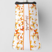  oranje vlinder met aangepaste naam dames golfheadcover (Draai 90)
