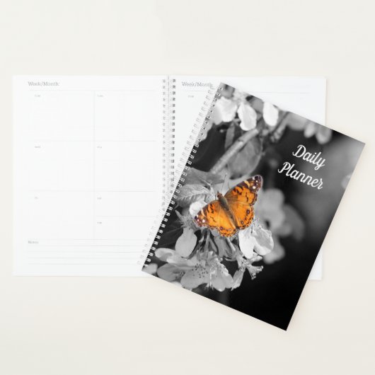 Oranje vlinder op Apple Blossom Daily Planner (Display)