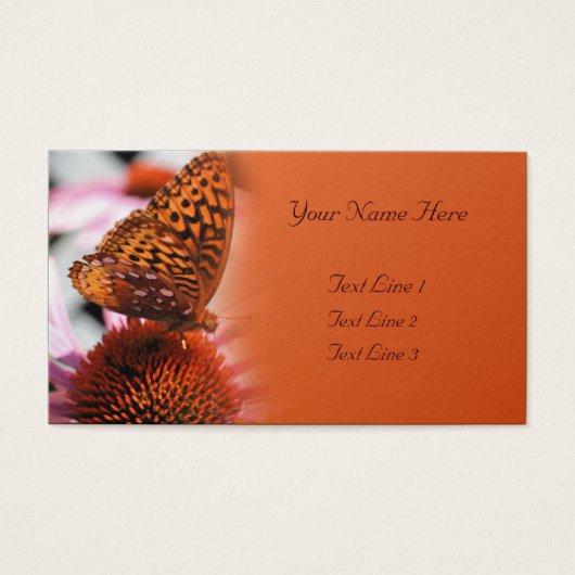 Oranje vlinder op de Natuur van de ventilator Visitekaartje (Voorkant)