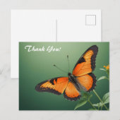 Oranje vlinder op groen briefkaart (Voorkant / Achterkant)