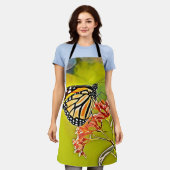 Oranje vlinder op roze bloesem ontwerp schort (Gedragen)