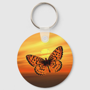 Oranje vlinder sleutelhanger