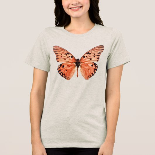 Oranje vlinder Tri-Blend shirt (Voorkant)