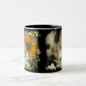 Oranje vlinder tweekleurige koffiemok (Center)