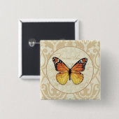  Oranje vlinder Vierkante Button 5,1 Cm (Voorkant /achterkant)