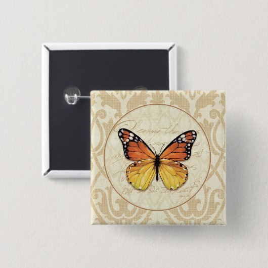 Oranje vlinder Vierkante Button 5,1 Cm (Voorkant /achterkant)